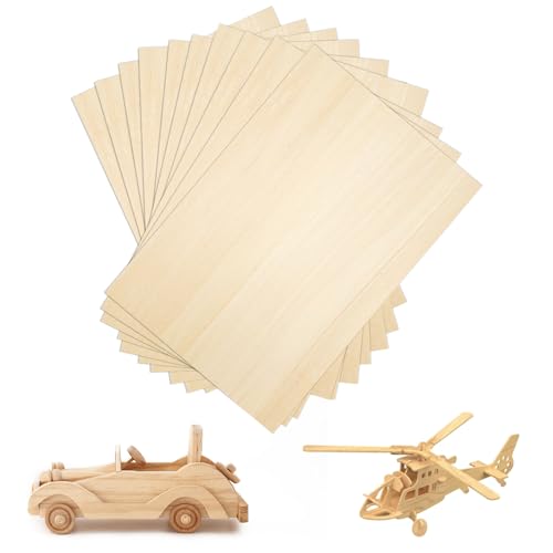 Maxentico 10 Piezas Tablero Madera, Tablones de Madera para Bricolaje, Manualidades Contrachapado, Paneles de Madera para Pirograbado, Hojas de Madera Contrachapada, Tablero Delgado, usos Múltiples