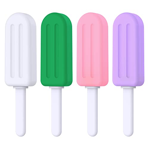 Chewies for Invisalign Aligner, CITYWAY 4 PCS Popsicle Silicone Chewies with Grip Handles, for Invisible or Metal Braces Aligner Munchies (Unflavored,Strawberry, Mint, Grape)