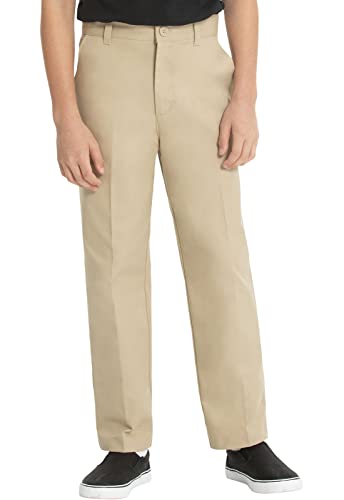 Real School Uniforms Big Boys Husky Flat Front Pant, khaki, 14H