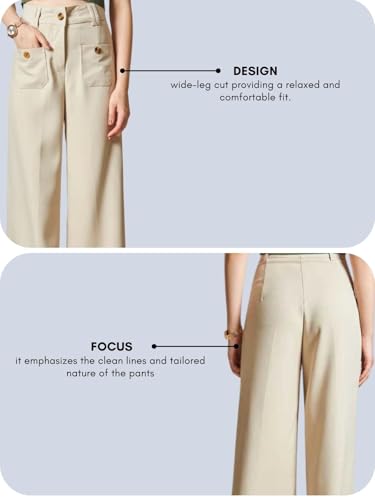 Image of LERIYA Fashion Trousers for Women - High Waist Korean Style Pants | Flared Formal Office Wear & Casual Parachute Cargo with Utility Pockets
