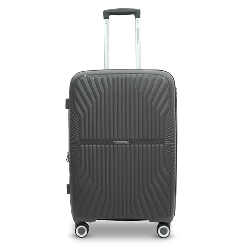 Image of AMERICAN TRAVELLER Tourispro Trolley Bag for Travel Single Small |Suitcase for Travel |Leightweight Large Luggage Traveling Bag| Polypropylene(Pp) Bags with Expandable 8 Wheels (20, Charcoal Grey)