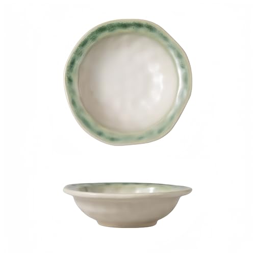 Kulangsu shop 陶器 小皿 ソース/調味料皿 寿司大豆ディッピングボウル 取り皿 豆皿 前菜プレート 醤油皿 ケーキ皿 調味料皿 和食器 和菓子 小鉢 プレート 耐熱 おしゃれ 結婚祝い 料亭 旅館 飲食店 プレゼント ギフト 贈り物 (4,