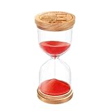 CNCJ Wooden Sand Timer 2 Minute, Hourglass Red Sand Clock Small Reloj De Arena for Desk Decor Kitchen Classroom Office Study Home Decoration