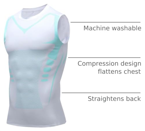 Image of Compression Shirt Men Slimming Body Shaper Vest Crewneck Workout Tank Top | Tummy Control Undershirts, Gynecomastia Compression Shirts, Back Support, Sleeveless Muscle Shirts, Shaping Tank Top