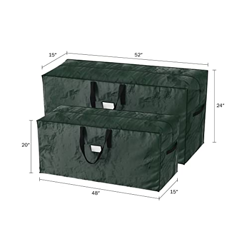 2-Piece Christmas Decorations Storage Set - Green Poly Waterproof Bags Hold Up To 17-Foot Disassembled Christmas Trees And Holiday Decor By Elf Stor #TOP1