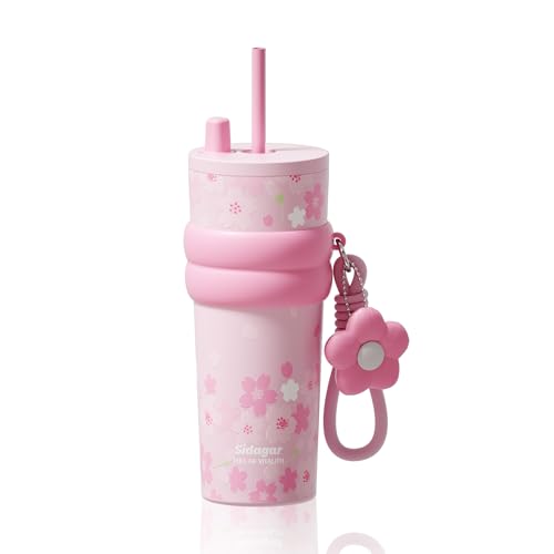 Sidagar 710ml �ۉ��ۗ�^���u���[ �X�e�����X�� ���{���� �ė��p�\ �R��Ȃ� �E�H�[�^�[�{�g�� �X�g���b�v�t�� ���s�p �|�[�^�u���R�[�q�[�J�b�v Sakura Snow