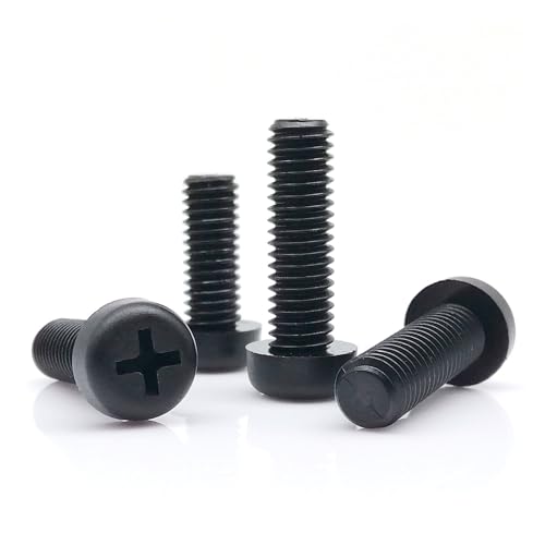 10/20/個 M2 M2.5 M3 M4 M5 M6 GB818 黒ナイロンプラスチック絶縁十字穴付きなべ丸頭ボルトネジ(5mm,25pcs M3)