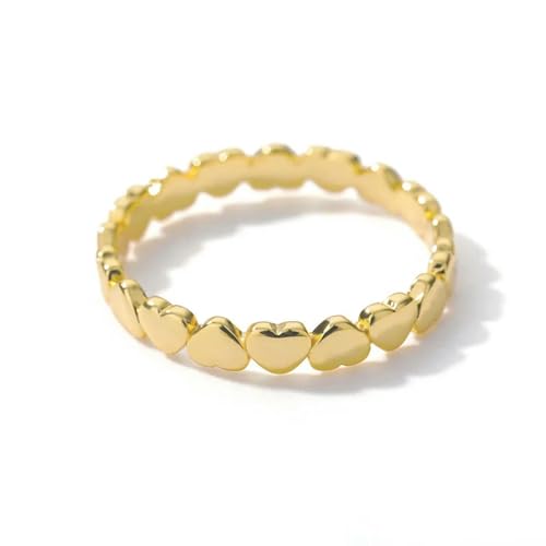 GleaMora Lindos anillos de corazón simples para mujeres Acero inoxidable Oro Plata Anillos de dedo Joyería de boda Regalo de San Valentín