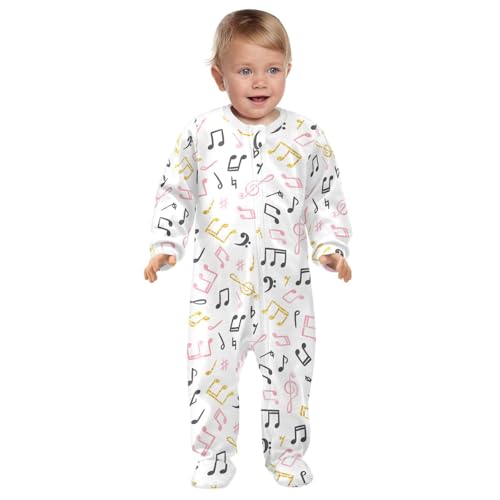 Dussdil Gold Black Pink Music Notes Baby One-Piece Footies Newborn Boys Girls Rompers Pajamas Sleep Play Footed Pjs3