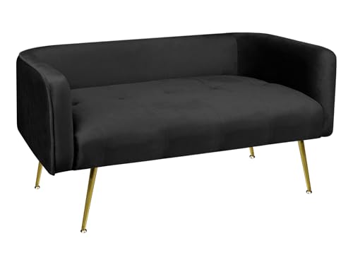Nero - ✅DIMENSIONI: Divano Due posti larghezza totale 126 Cm Altezza Totale 57.50 Cm Profondità Totale 49 Cm, Larghezza seduta interna da bracciolo a bracciolo 110 Cm Altezza Schienale 20 Cm Profondità seduta interna 40 Cm Portata Massima 150Kg Piedini Regolabili e gambe rimovibili