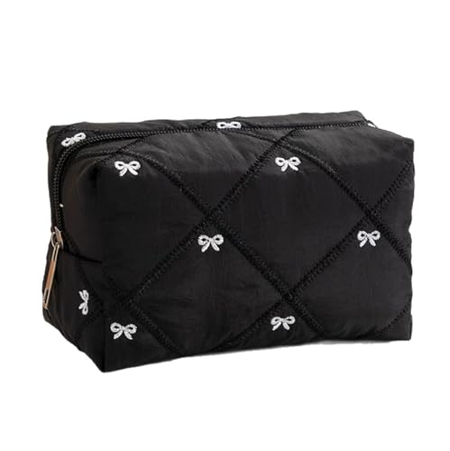 Spacious Polyester Travel Toiletry Bag Featuring Elegant Bowknot Quilting Designs and Multiple Compartments Travel Storage Bag