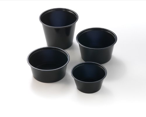 Fabri-Kal PC325-B 3.25-Ounce Capacity 3.1-Inch Top Width by 2.4-Inch Bottom Width by 1.3-Inch Height Black Polystyrene Portion Cup 125-Pack (Case of 20)