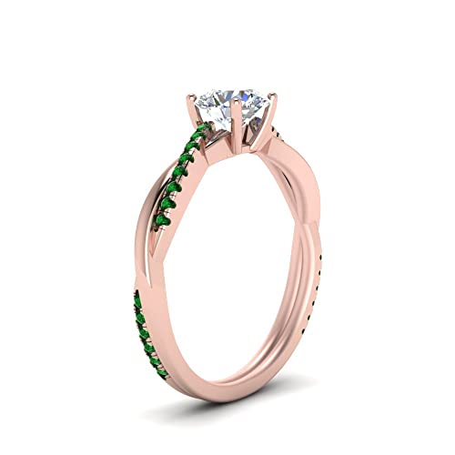 Image of 55Carat Choose Your Gemstone 18k Rose Gold Plated Infinity Twist Ring Crystal Round Shape Side Stone Wedding Valentine Wear Promise Ring with Pave Setting for Women Size US 4 to 12