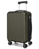 LIGHT FLIGHT Carry On Luggage 22x14x9 Airline Approved, Durable Hard Shell Carry On Suitcases with Wheels, Expandable Hardside Lightweight Travel Luggage with TSA Lock, Dark Green