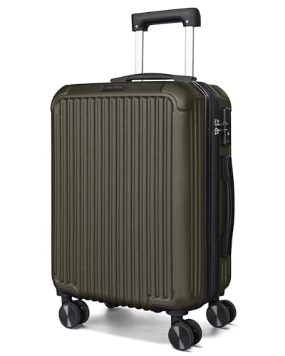 Image of LIGHT FLIGHT Carry On Luggage 22x14x9 Airline Approved, Dark Green | Airline Approved, Hard Shell with Wheels, Expandable Hardside, Lightweight, TSA Lock