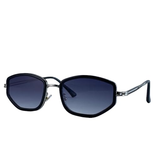 Lunettes de soleil femme petit cadre polygone métal vintage punk UV400