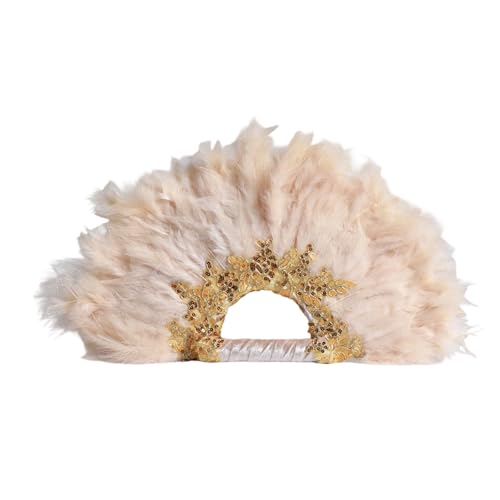 Éventail décoratif de styles arabes haut de gamme avec plumes et dentelle