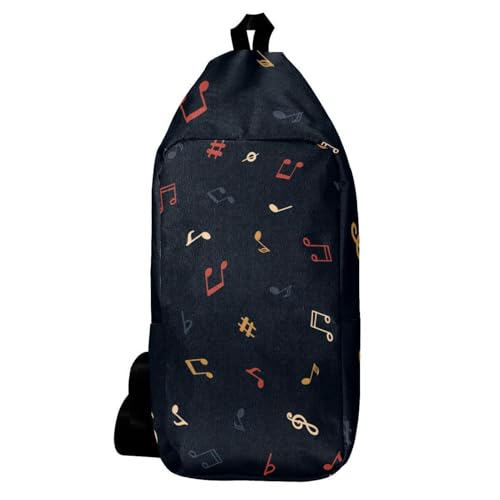 Sac à bandoulière pour voyage et randonnée au motif notes de musique multicolore