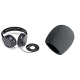 Samson SR350 Over Ear Stereo Headphones, (SASR350),Black &amp; On-Stage Foam Ball-Type Microphone Windscreen, Black