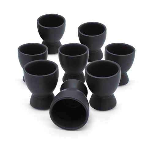 Spetebo Feinkeramik Eierbecher schwarz matt - 8er Set - Eierhalter in klassischer Form - Frühstücksei Halter für alle Eigrößen spülmaschinenfest