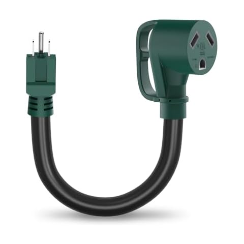 Besfor 30 Amp to 110 Volt Adapter RV Adapter Cord, 12 Inch NEMA 5-15P to NEMA TT-30R Heavy Duty RV Power Adapter with Handle,10/3 STW RV Plug Adapter,ETL Listed Cover