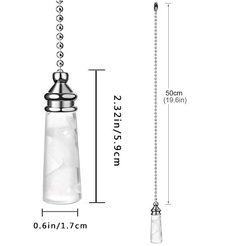 Image of Ceiling Fan Pull Chain Ornaments 12 Inches Crystal Glass Perfume Bottle and Light Bulb Pull Chain Extension For Ceiling Light Lamp Fan Chain 2 Pcs (Nickel)