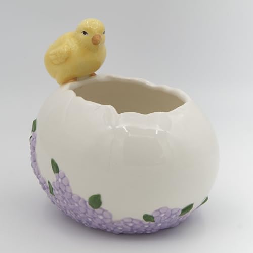 Ceramic Bunnies with Flowers Set - Spring Easter Decor