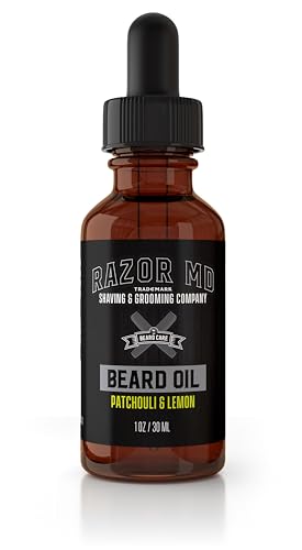 Razor MD Natural Beard Oil for Men With Lightweight Non-Greasy Absorbing Cruelty-Free Formula, Mens Shaving Oil Suitable For All Hair Types, Patchouli Lemon, 1oz