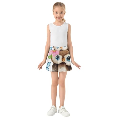 Tennis Skirts for Kids Cute Cartoon Owls Athletic Shorts Girls Skorts 2 in 1 Teen Skirt 4t3