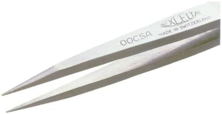 Excelta Three Star Utility Tweezers - Stainless Steel Straight Strong Tip - 0.02 in Tip Width - 4 1/4 in Length - 0.01 in Thick - 00C-SA [PRICE is per EACH]