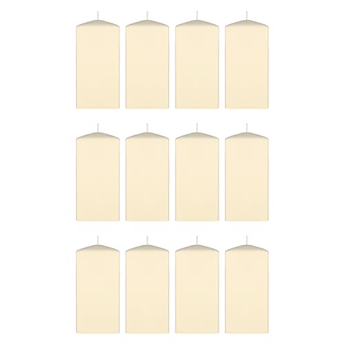 Mega Candles 12 Pcs Unscented Ivory Dome Top Square Pillar Candle, Economical One Time Use Event Wax Candles 3 Inch X 6 Inch, Wedding Receptions, Birthdays, Parties, Celebrations, Florists & Churches #TOP22