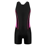 Enfants Filles Col Rond Sans Manches Dos Ouvert Imprimé Short Jumpsuit Maillots De Bain