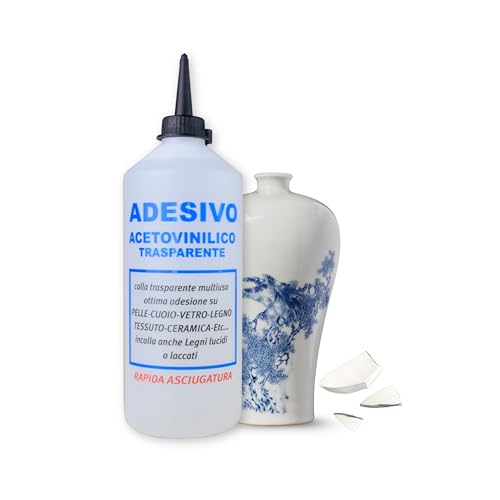 TENDAGGIMANIA Colle Forte D’acétate De Vinyle Instantanée - Colle Textile Adhésif Pour Bois, Cuir, Tissu, Papier -Résistant Au Lavage et Séchage Rapide- Avec Bec Doseur - 500ml