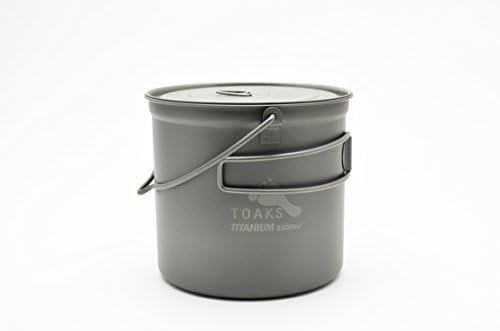 TOAKS POT-1100-BH Titanium Pot with Bail Handle Perfect For Outdoor Camping & Hiking Cookware 1100ml
