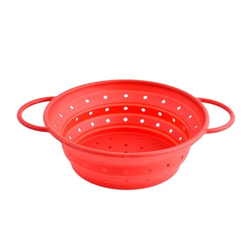 折りたたみシリコンストレーナー - シンク用多機能水切りバスケット キッチン折りたたみコランダー | 丸型シリコン水切り器 果物 野菜 パスタ 麺類 サラダ 調理補助用品 省スペース収納 便利な取っ手付き