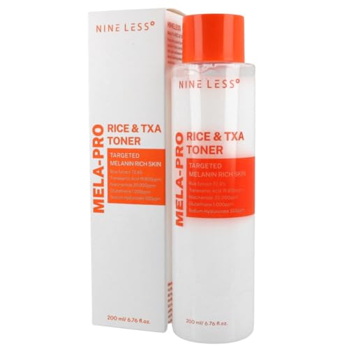 NINELESS -MELA-PRO Rice&TXA Toner 200 ml, Brightens, Moisturises and Reduces Dark Spots, with Niacinamide, Glutathione and Natural Botanical Extracts, Advanced Korean