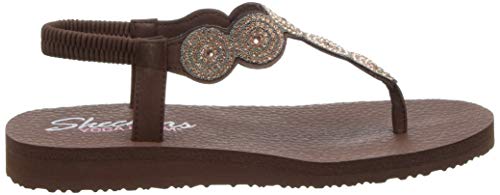Skechers Women's Meditation-Stars And Spakle Thong Sandal Brown 6