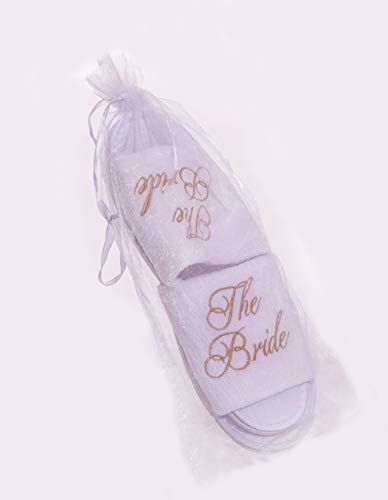 Alandra Gifts SLIP-BTB Spa Slipper for The Bride, Unisex-Adult, White/Gold, One Size