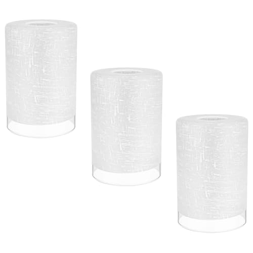 Image of Canomo White Linen Frosted Glass Lamp Shade, 6 inch x 4 inch Cylinder Light Fixture Replacement Globe with 1-5 /8-Inch Fitter, 3 Pack