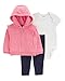 Carter's baby-girls 3-piece Layette Set (Pink Hearts/Navy Denim, 9 Months)