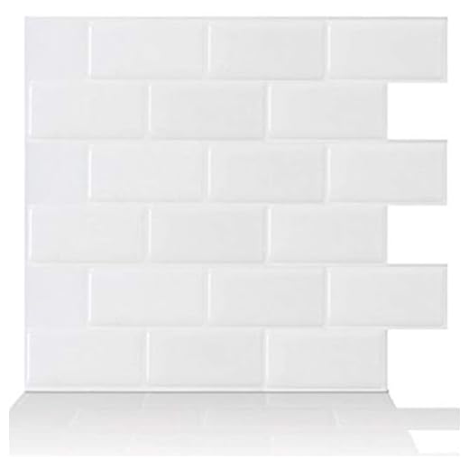 Tic Tac Tiles Pelar anti moho y enchufe azulejo de la pared en el diseño del metro 10 10" x 10" metro blanca