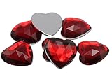 Allstarco 25mm Ruby H103 Flat Back Heart Acrylic Rhinestones 1 Inch Costume Plastic Gems Cosplay Jewels for Valentine's Party - 18 Pieces