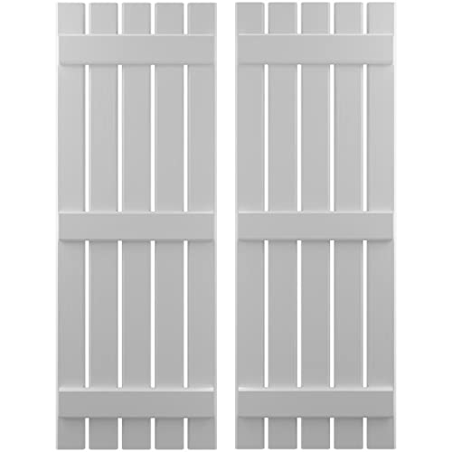 Ekena Millwork ARW401SB519X32PRH Americraft Five 3 Exterior Real Wood Spaced Board-n-Batten Shutters (Per Pair), 19 1/2"W x 32"H, Primed