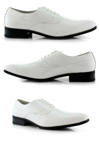 White Mens Faux Oxford Wingtip Brogue Dress Shoes Perfect with Guayabera Attire