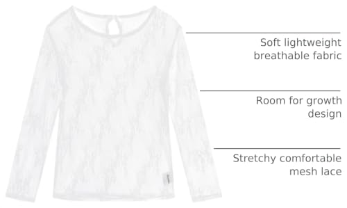 Image of Noomelfish Girls Lace Layering Tops Sheer Mesh Tee Shirts Blouse (5-12 Years)