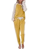 Eurivicy Women's 2 Piece Outfits Set Color Block Long Sleeve Pullover and Drawstring Sweatpants...