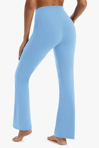 Image of Maxbee Flare Yoga Pants with Pockets for Women, V Crossover Flare Leggings Tummy Control, High Waist Bootcut Yoga Leggings