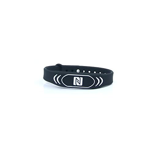 NFC Armband, geeignet für Kontaktdaten, Messe, Sport, 924 Byte (NTAG 216), wasserfest, schwarz, verstellbar