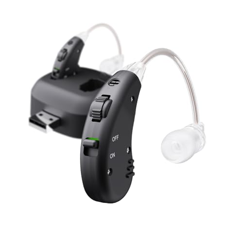 JINGHAO Paire d'amplificateurs sonores personnels rechargeables pour contours, Noir