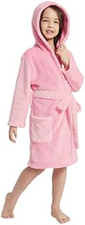V.&GRIN Boys Girls Fleece Bathrobe, Hooded Toddler Soft Fuzzy Robe for Kids 3-14 Years(Pink7-8